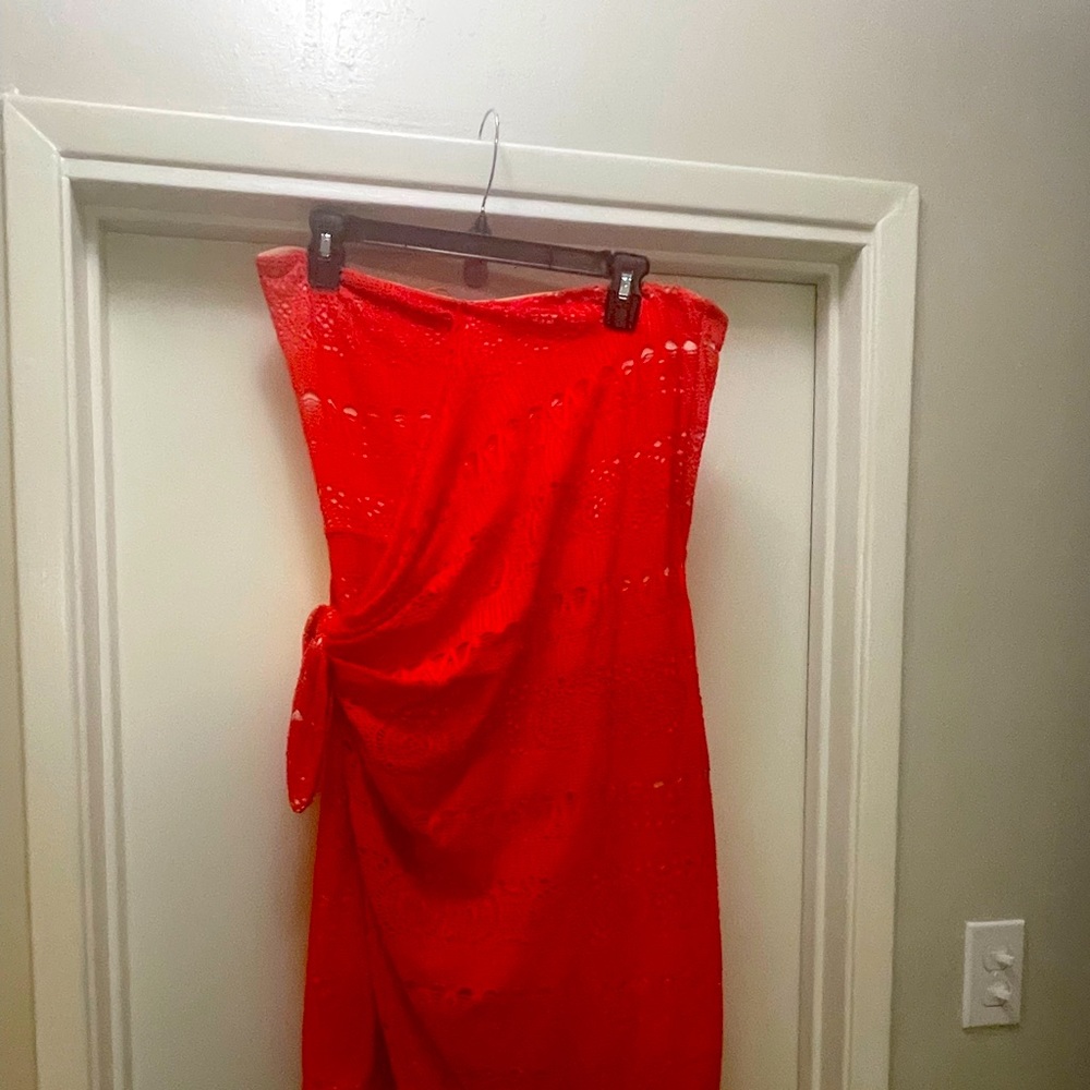 Strapless lace dress